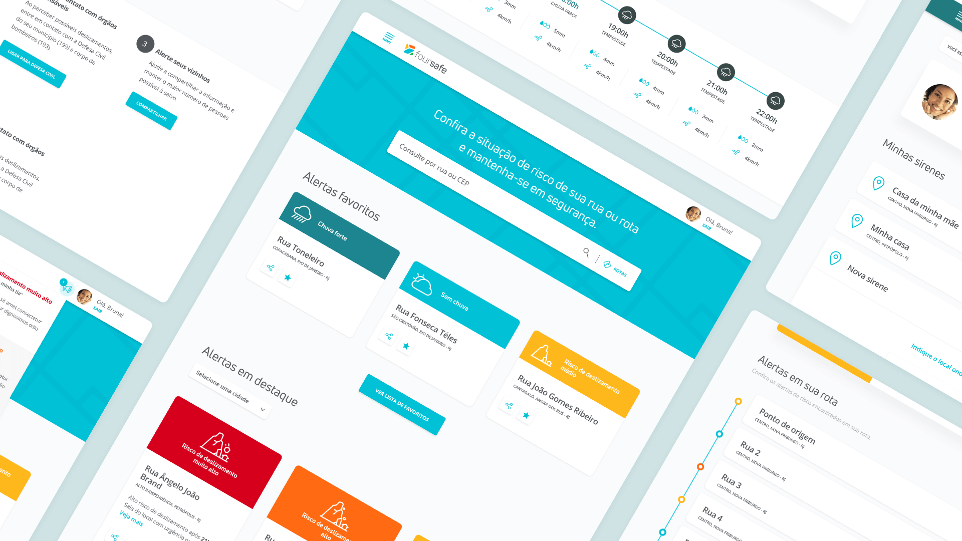 Imagem das telas de interface para do aplicativo desktop do Foursafe