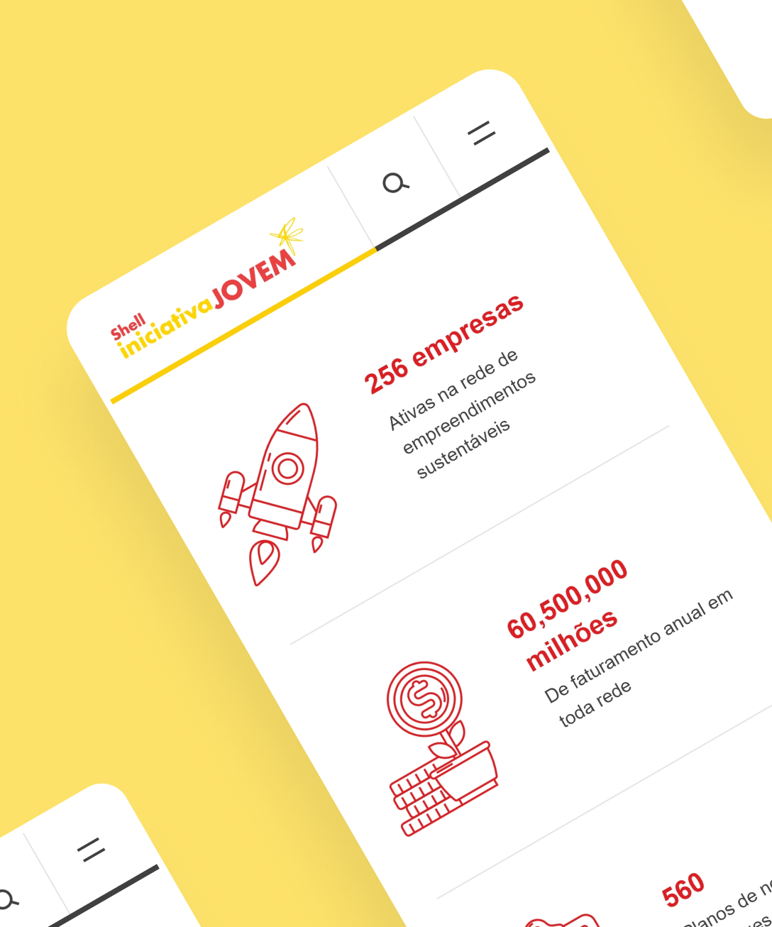 Detalhamento de componentes do site Shell Iniciativa Jovem