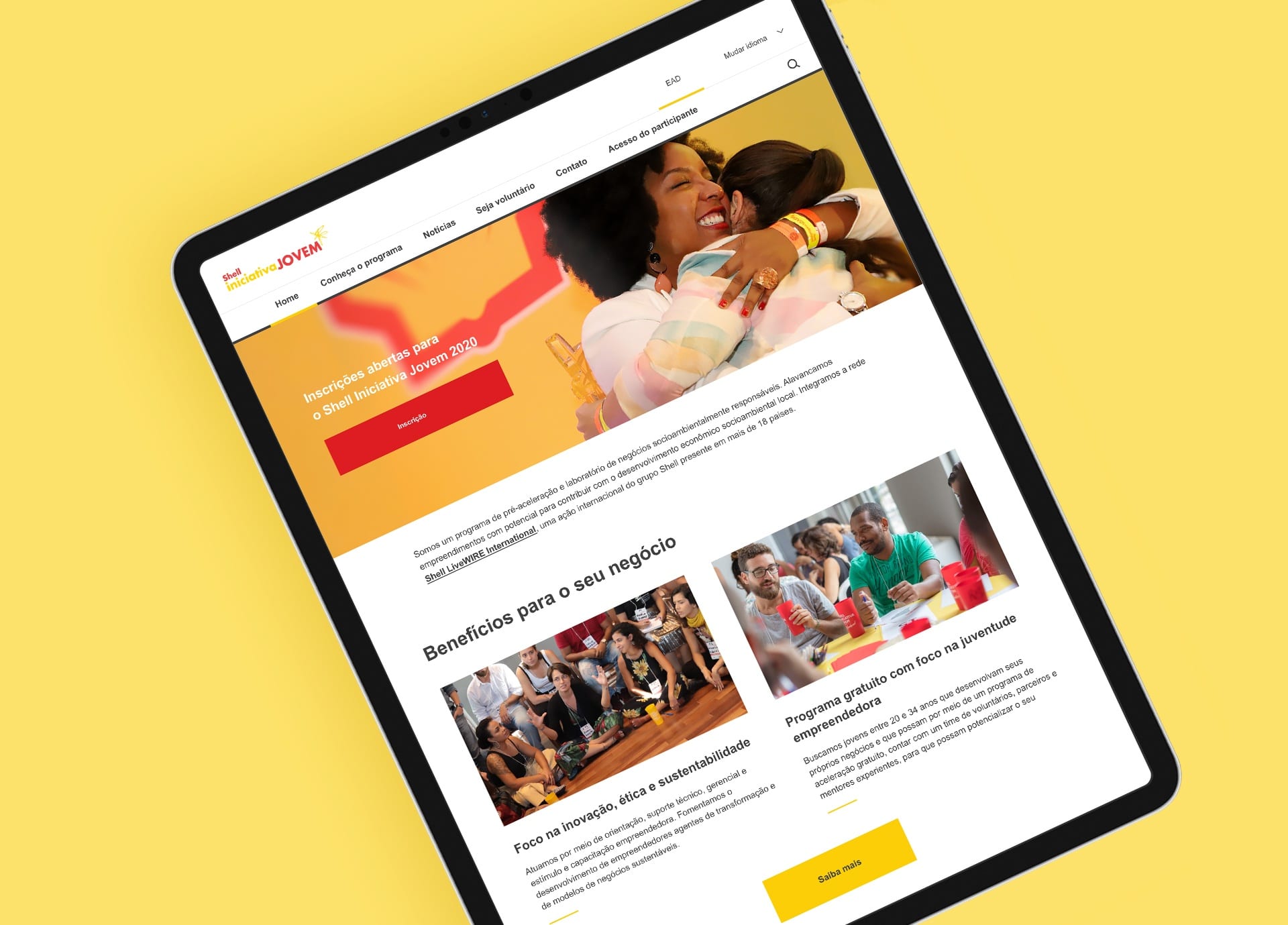 Apresentação do site do programa Shell Iniciativa Jovem